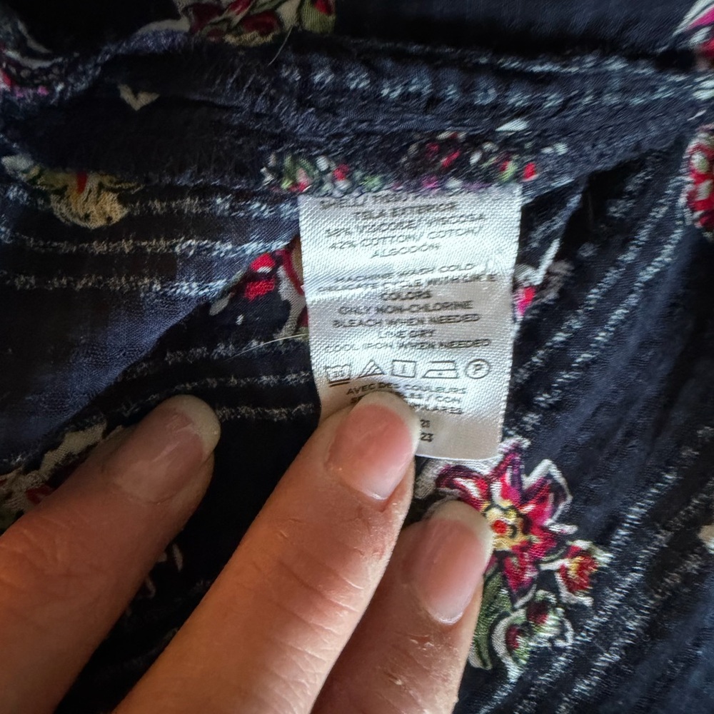 LOFT Dark Blue Blouse with Floral Pattern - Picture 4 of 5